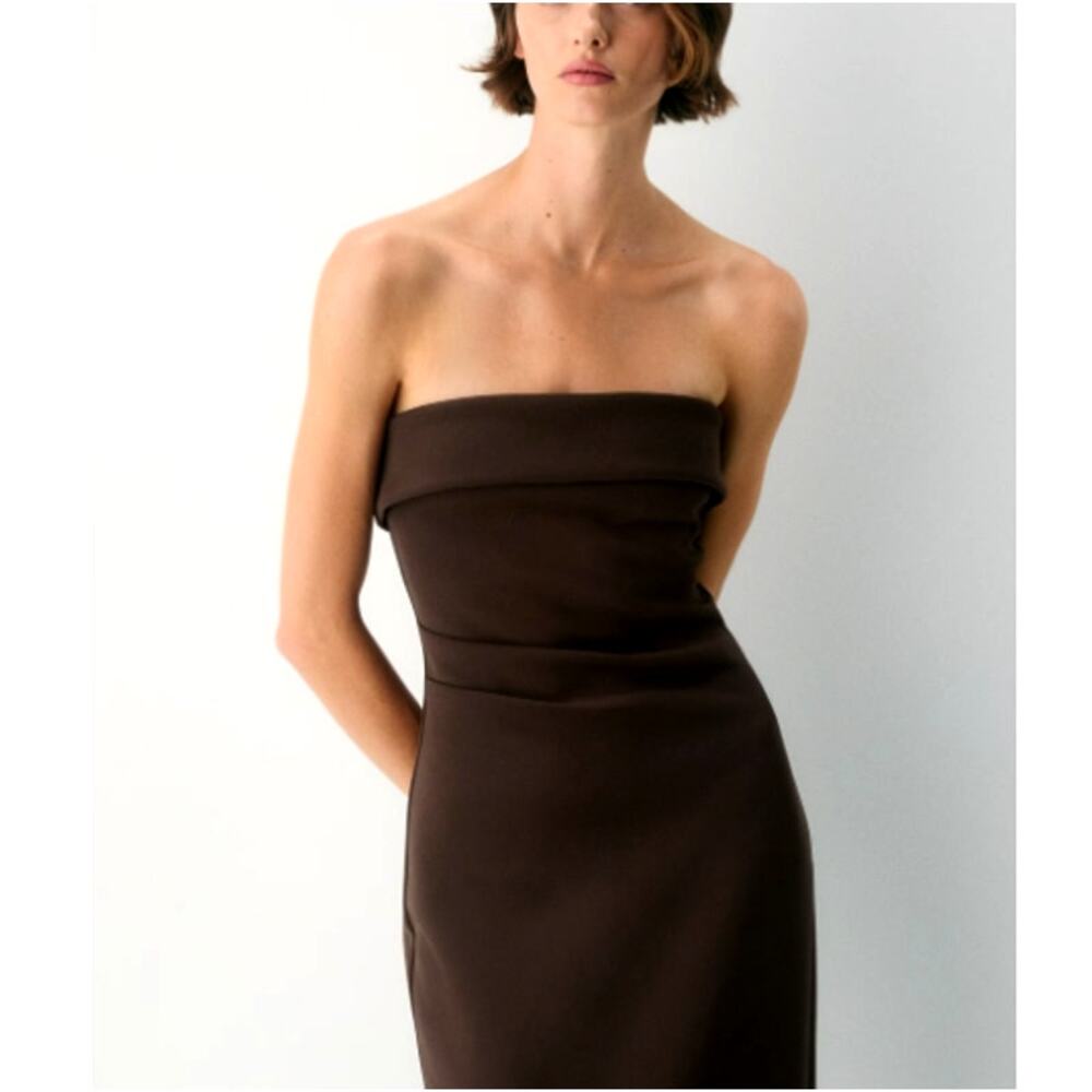 Babaton by Aritzia Women's Rich Mocha Brown FigureKnit Eyecatcher Dress Size S - Picture 8 of 9